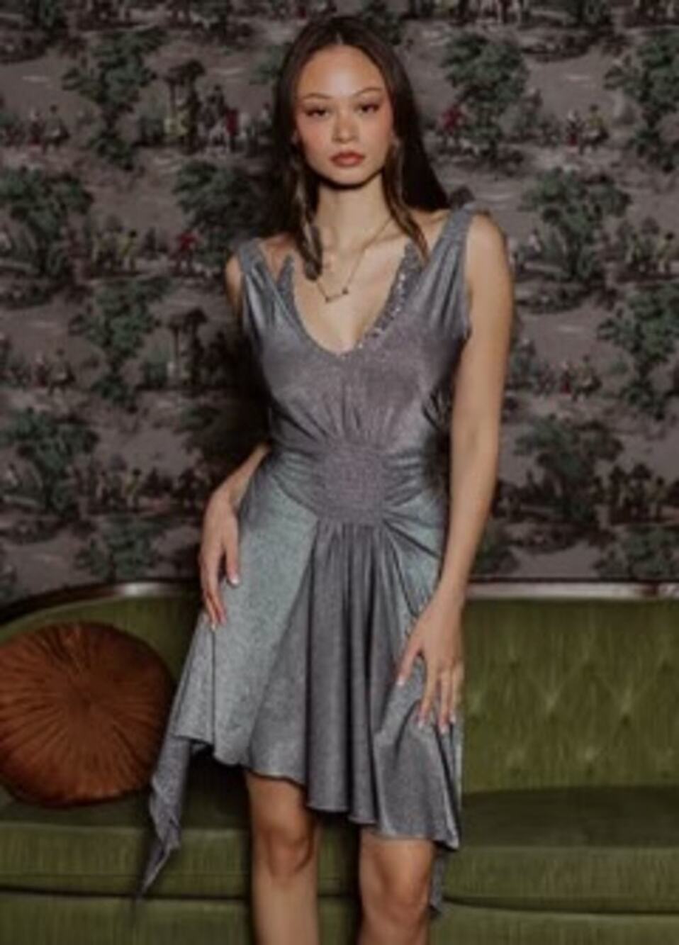 Joyfolie Hidi Dress in Gunmetal Women's Size L